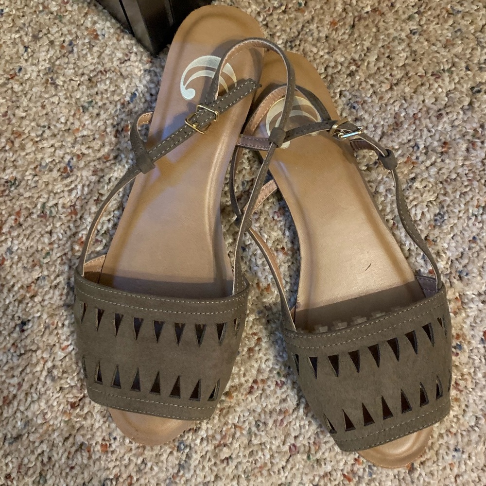 Olive Green Sandals - Size 6